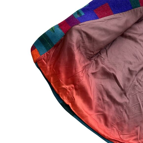 East West Wool Blend Vibrant Aztec Blazer Jacket Sz S - Picture 7 of 10